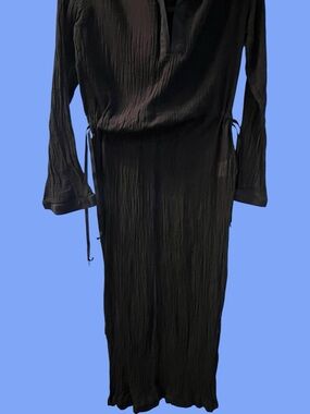 Pristine / SOLID & STRIPED / Black Cotton Gauze Hooded Coverup / S / Resort Glam